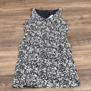 Petite Sophisticate Black and White Floral Dress